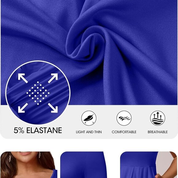 Plus Size A Line Dress Short Sleeve Pockets Crew Neck for Curvy Women - Picture 6 of 6